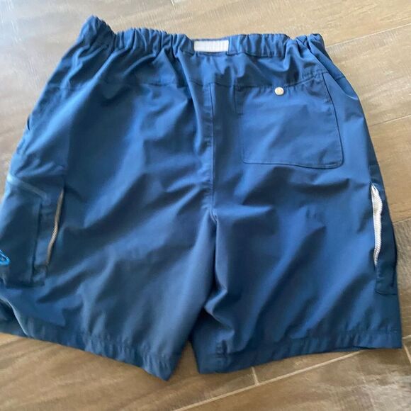 Reel Life Shorts Men's XL Blue Mesh Lined Elastic Waist Snap Surfing Swim Trunks - Picture 7 of 14